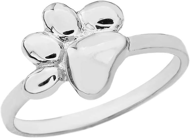 Dainty 925 Sterling Silver High Polish Dog Paw Print Ring