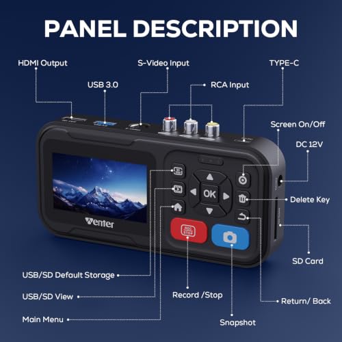 Image of WENTER VHS to Digital Converter, HD Video to Digital Converter Capture Recorder, Compatible with VHS, VCR, DVR, DVD, Hi8, Mini DV, Gaming Consoles (VCR /VHS /DVD Player /Camcorder Required)