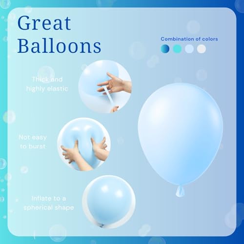 Image of BAUANOOY Ocean Balloons, 60pcs 12 Inch Turquoise Balloon Transparent Balloons Metallic Blue Teal Blue Balloon for Under the Sea Party Baby Shower Wedding Shark Party Decorations