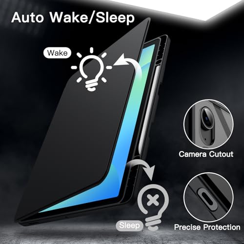 Image of JETech Rotating Cover Case for Samsung Galaxy Tab S10 FE Plus /S10 FE+ 13.1-Inch with S Pen Holder, 360 Degree Rotation Protective Stand Cover Clear Back, Auto Wake /Sleep (Black)
