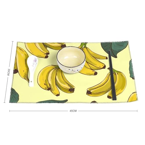 Set de table résistant à la chaleur et lavable au motif banane unique