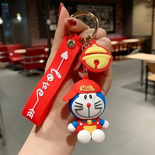 Image of Cute Cartoon Character Silicone 3D Key Chain with Strap Charm & Metal Hook, Merchandise Key Rings Gift for Kids Girls Boys Men & Women