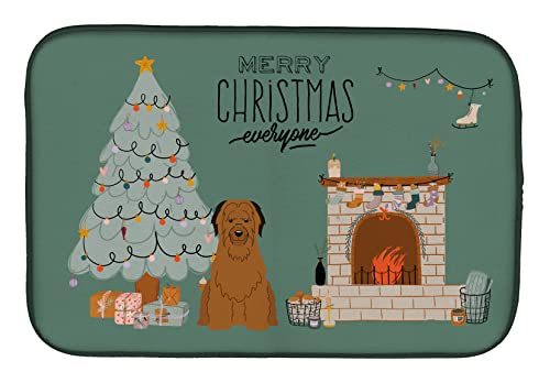 Caroline's Treasures CK7645DDM Brown Briard Christmas Everyone Dish Drying Mat Absorbent Dish Drying Mat Pad for Kitchen Counter Dish Drainer Mat for Countertop, 14 x 21", Multicolor