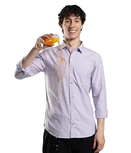TURMS Men's Oxford Shirt, Purple, Full Sleeve Lavender - Image 2