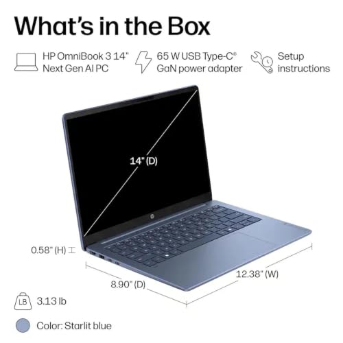 Image of HP OmniBook 3 14 inch Touchscreen Laptop, Snapdragon X, 16GB RAM, 512GB SSD