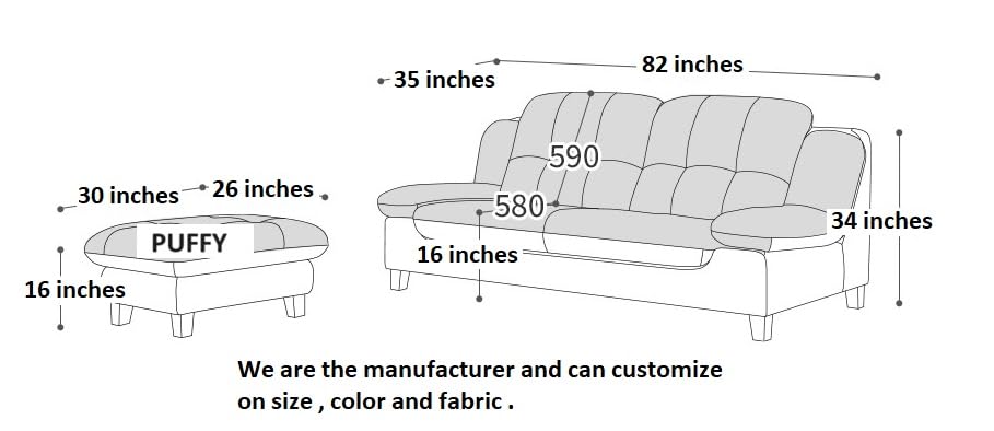 Image of Fabrique Lucida Leatherette Diligent 3 Seater Sofa Set with Puffy | Premium Luxuries Standard & Comfortable Furniture Perfect for Home Guests Office & Living Room, Bedroom, Hall | Taupe