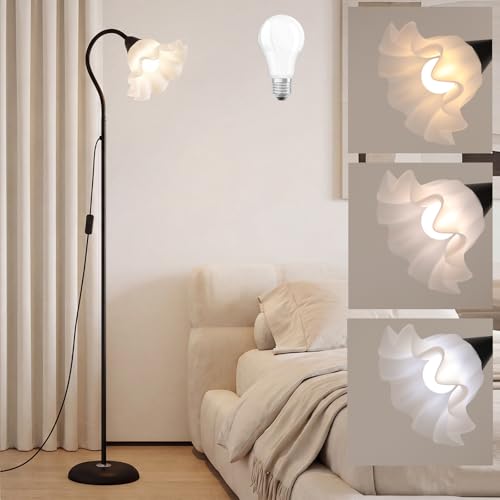 AoMck Flower Floor Short Lamp Adjustable Height Standing Corner Lamp-Black