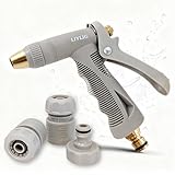 LIVLIG Premium Gartenspritze im Komplettset, Robuste Reinigungsspritze zum Reinigen und Bewässern, Gartenbrause und Schlauchanschluss 1/2 Zoll, Einhandbedienung und Dauerarretierung, Greige