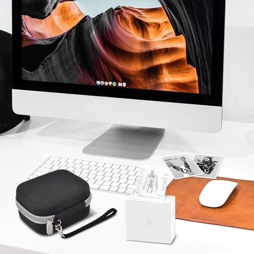 Image of Case Compatible with Phomemo M02 / T02 / M02S / M02 pro / Q30S / M02X Inkless Sticker Photo Printer. Mini Portable Printer Storage Carrying Holder for Label Maker, Thermal Paper, USB Cable (Box Only)-Black