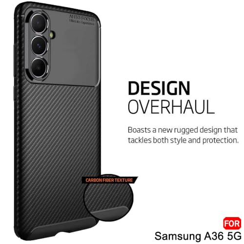 Image of TheGiftKart Rugged Carbon Fibre Armor Back Cover Case for Samsung Galaxy A36 5G | Shockproof & Protective | Stunning Minimalist Design Back Case Cover for Samsung Galaxy A36 5G (TPU, Black)