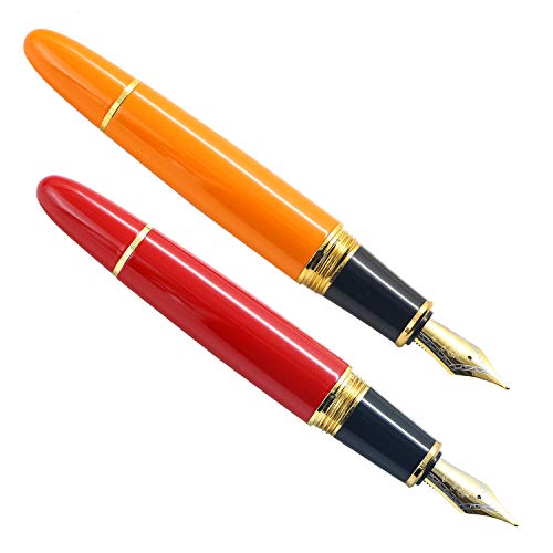Jinhao 2Pcs 159 Fountain Pen For Writing Medium Broad Nib Metal Office Business Ink Pens And Gift Pen Pouch (2 Colors-F) #TOP1