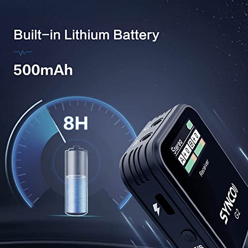 SYNCO G2 (A2), sistema de microfone de lapela sem fio 2.4G Transmissor duplo e 1 receptor Microfone