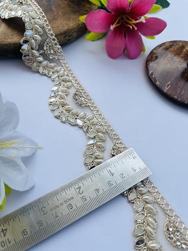 Cinta de encaje indio con perlas para decorar cortinas de salón 7