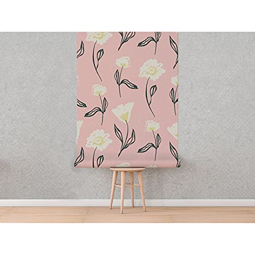 Papier Peint Fleurs Florales Lessivable pour Masquer Imperfections de Mur - 5