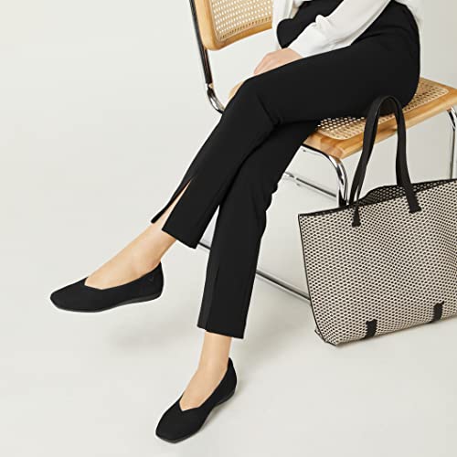 VIVAIA Margot Walker Women's Lightweight Square Toe V Cut Slip on Washable Casual Flats Black2