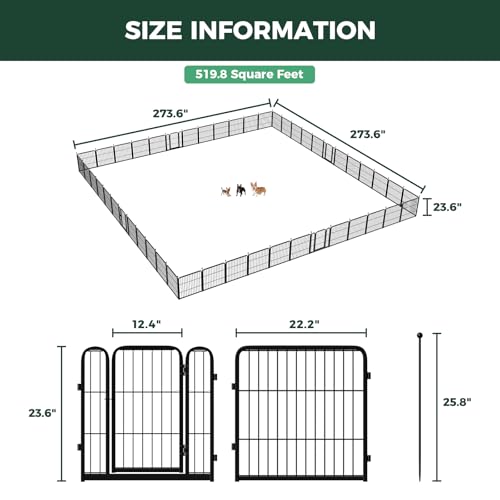 Image of FXW Rollick Unleashed Dog Playpen for Indoor, Yard, RV Camping, 24 inch 48 Panels for Small and Puppy Dogs, Black│Patented