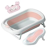 Bañera bebe plegable con asiento de baño antideslizante / Baño con termómetro para controlar la temperatura del agua / Desde el nacimiento hasta los 3 años