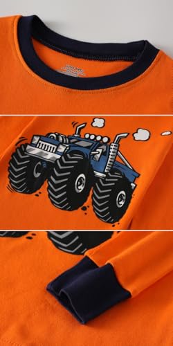 Image of Little bety Cotton 4 Piece Pajamas Boys Long Sleeve Sets Toddler Boys Pjs Kids Sleepwear Sets