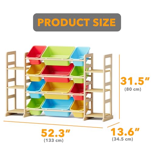 SpaceAid Toy Storage Organizer with 6 Shelves and 12 Bins, Toy Organizers Storage Bookshelf, Kids Bin Shelf Toys Box Bookcase for Bedroom Playroom Organization Room Decor, Multi-Colored