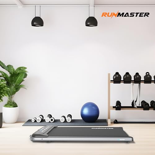 Image of RunMaster Under Desk Treadmill for Home and Office - 320lbs Weight Capacity, Quiet, Efficient, Walking Pad, Four LED Display, Space-Saving Portable Jogging Machine with Remote Control