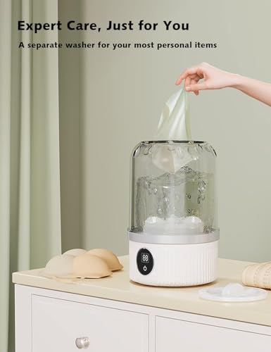 Image of Mini Portable Washing Machine, Rechargeable Cordless Underwear Washing Machine, Automatic Portable Washing Machines for Apartments, Dorm, RV, Travel & Camping (White)