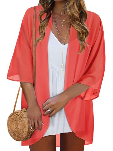 Image of Women Kimono Cardigans Casual Summer Tops Cover up Open Front Floral Print Resort Wear 2026