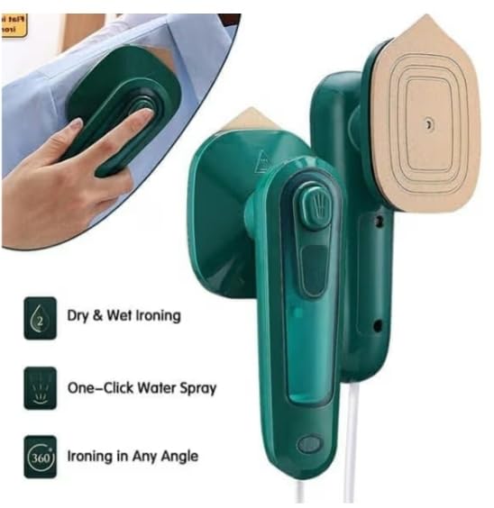 Image of Portable Micro Steam iron, green iron Handheld Garment Steamer, Dry And Wet Wrinkles Removing Lightweight Steamer for Home Office,Fast Heat Mini Ironing Machine