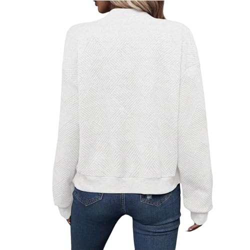 Womens Bomber Jacket Crew Neck Zip Up Casual Jackets Lightweight Long Sleeve Bomber Coat Textured Loose Fit Outwear3