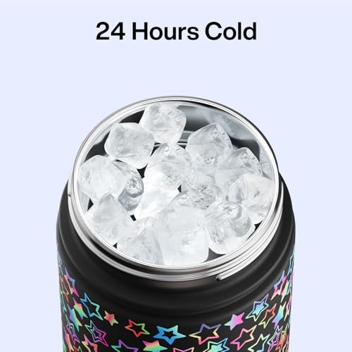 Image of ENCOOL Insulated Water Bottle with Straw Stainless Steel Water Bottle, Glow in the Dark, Leak-Proof, BPA-Free, Keeps Cold for 24 Hours for Sports, Travel, School (26 oz, Neon Starfall)