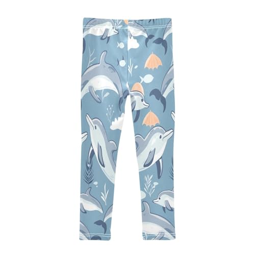 Toddler Girls Leggings Printed Yoga Pants Leggings Blue White Dolphin for Kids2