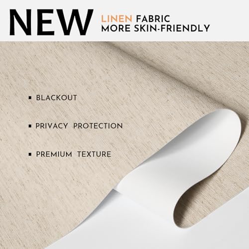 Persilux Blackout Roller Shades For Windows,Cordless,Linen Fabric,Roller Blinds For Windows,Thermal Insulated Fabric Uv Protection,Window Shades For Home,Office,Bedroom,Door,Blackout-Beige,Custom Now thumb #1