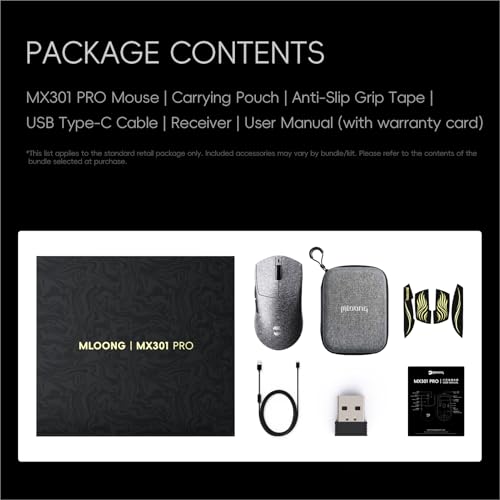 Image of ZORNHER X Mloong MX301 PRO Lightweight Gaming Mouse Wireless,Carbon Fiber Texture Finish,PAW 3315,60g Small Ergonomic Mouse with Anti-Slip Grip,Long Battery Life,Wired /BT /2.4GHz for PC, Laptop, FPS