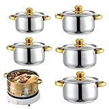 Topfset | mit Glasdeckel | Küche Induktion Kochgeschirr Set - für Wohnung Restaurant Camping Haus Haushalt Schlafsaal