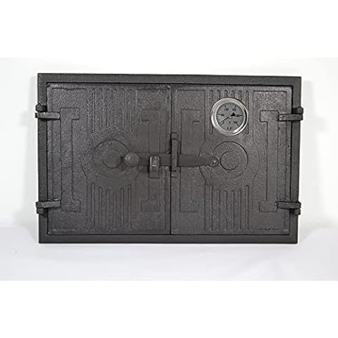 SEZAM Double Cast Iron Oven Door with Thermometer Cover