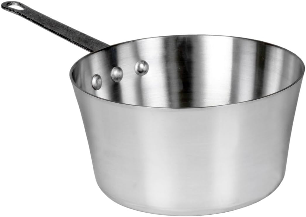 Soro Essentials- 3.5 qt. Aluminum Tapered Sauce Pan with Riveted Flat Handle Medium Weight 3mm Thickness- Multipurpose Cooking Sauce Pan for Boiling Soup Cookware Home Restaurant Kitchen