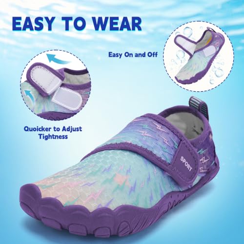 Image of Kids Water Shoes Boys Girls - Wide Toe Box Quick Dry Barefoot Shoes Breathable Non Slip Aqua Athletic Sneakers for Swim Beach Pool Kayak Hiking Sand Walking Travel Essentials (Little Kid /Big Kid)
