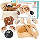 Mexgcom Kinderküche Spielküche Zubehör, Küchenspielzeug Schneiden Brot aus Holz, Spielküche Zubehör Frühstück Set mit Klett Verbindung, kinderküche spielküche für ab 3 4 5 Jahren