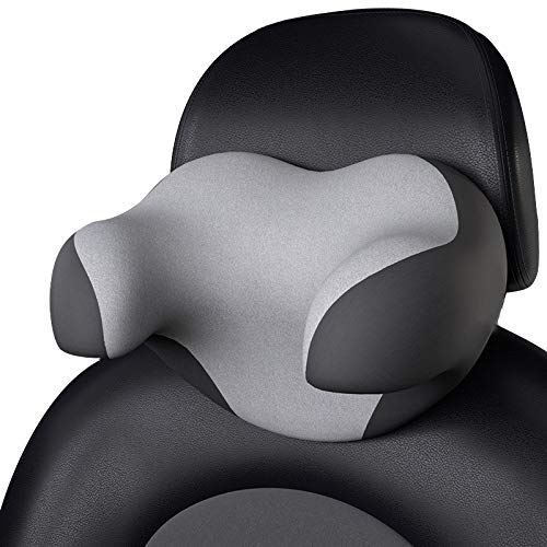 Almohadas de Cuello de Viaje, Almohada Cervical Viaje Viscoelástica de Espuma de Memoria Almohada de Viaje para Oficina Coche Avión Casa (Gris-Negro) YOJIAHUA