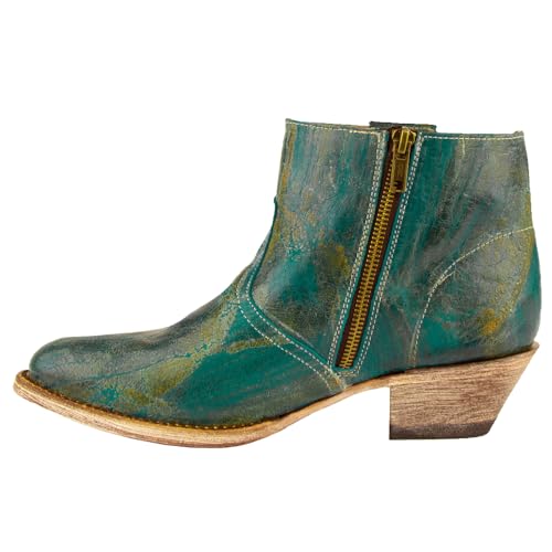 Women's Fringe Bootie Ankle Boot, Turquoise, 6.53