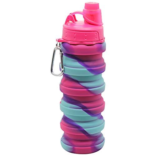 Image of HAMSTER London Silicone Expandable and Foldable Water Bottle for Kids 500ml (Hot Pink)