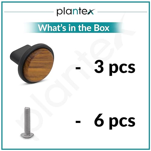 Image of Plantex Knobs for Drawer /Round Drawer Knobs /Knobs for Cabinets /Pull-Push Knobs for Kitchen /Bedroom Drawer - Pack of 3 (Small, Black & Wood)