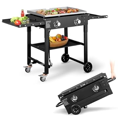 Foldable Oil-sprayed Teppanyaki Gas Grill with Racks on Both Ends
