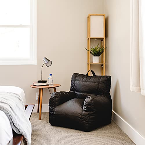 Big Joe Dorm Bean Bag Chair With Drink Holder And Pocket, Black Smartmax, Durable Polyester Nylon Blend, 3 Feet #TOP1