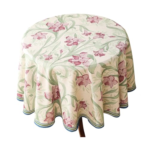 patdrea Designer French Linen Tablecloth,Round,Diameter 55"-Tara A