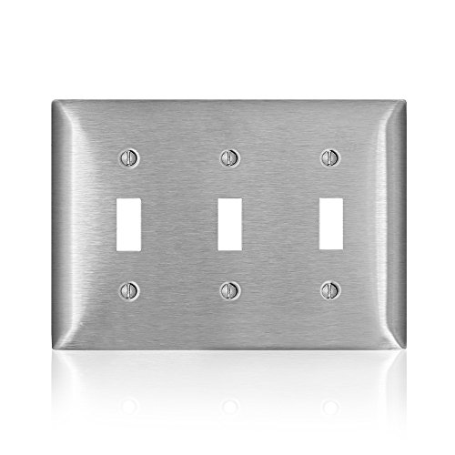 Placa de pared SL3 de acero inoxidable para cajas de interruptores Leviton 2