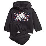 Tela Suave adidas I BOS GRA Jog Set, Top:Black/White Bottom:Black, 2-3A Unisex-Baby
