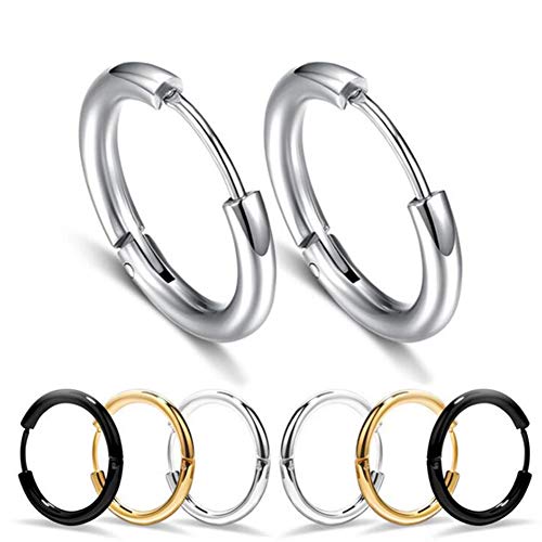 Elegante, deslumbrante, unissex, moderno, círculo de conciso, brincos antialérgicos, Silver 14mm, 1