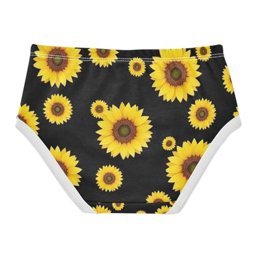 Toddler Girl Briefs, Yellow Sunflowers Black Girls' Cotton Brief Underwear, 2–8 Years2