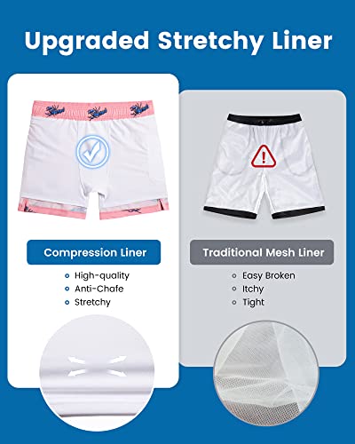 Image of maamgic Mens Swim Trunks with Compression Liner 5 Inch, Quick Dry Bathing Suit with Zipper Pockets, No-Chafing Swim Shorts