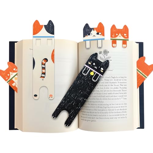 3pcs Cute Cat Bookmarks Paper Animal Bookmarks for Reading Fun Page Markers for Books Journals & Planners